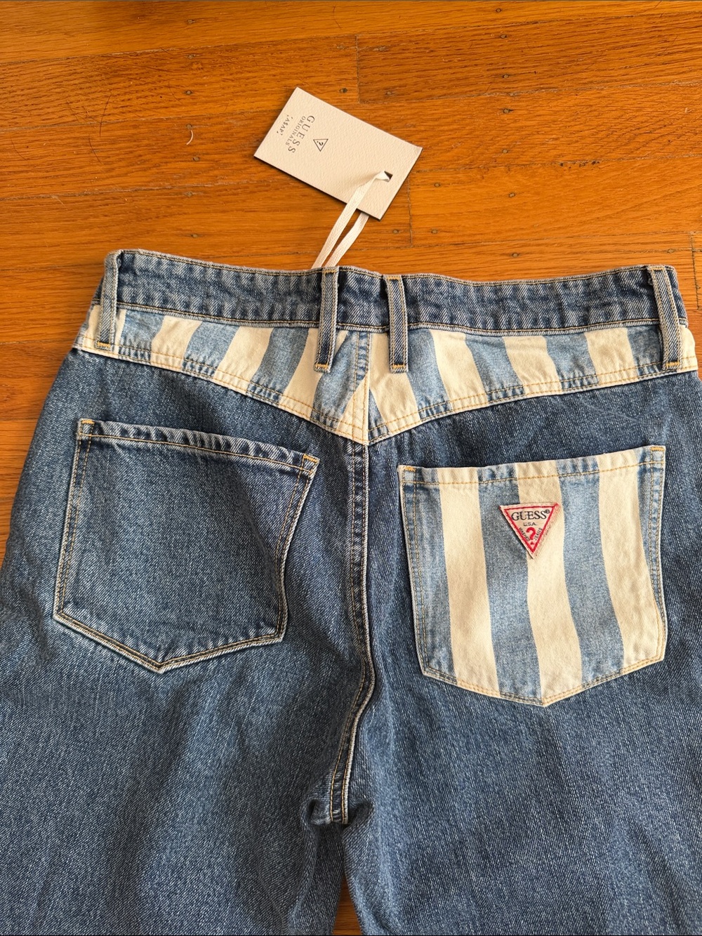 NWT Guess x ASAP Rocky Collab: Vertical Stripe Two-Tone Denim Jeans - Picture 3 of 4